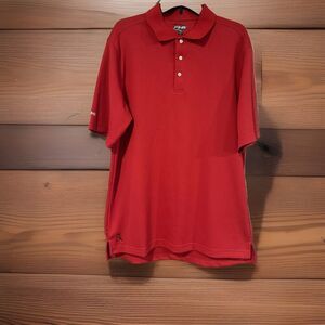 PING Performance Golf Men's Large Red Polo Shirt Embroidered Caddy Wear